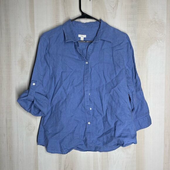 Talbots blue chambray denim button front shirt top,‎ size medium - Picture 6 of 13